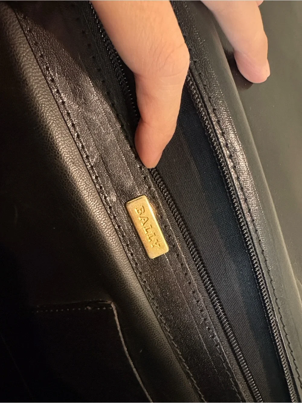 Bally Black Leather Briefcase with Gold-Tone Combination Lock